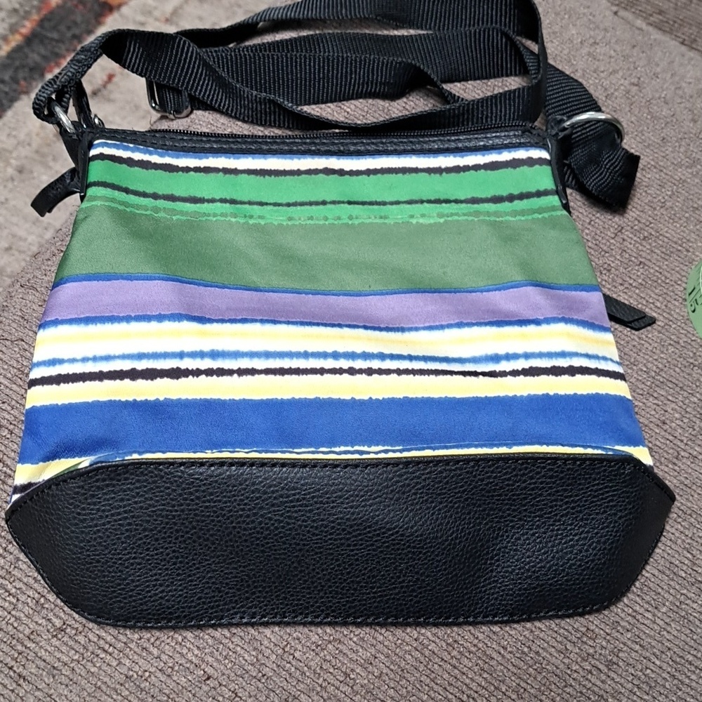 Dana Buchman Vibrant Multicolor Striped Crossbody Bag Multiple Zip Compartments - Picture 2 of 8